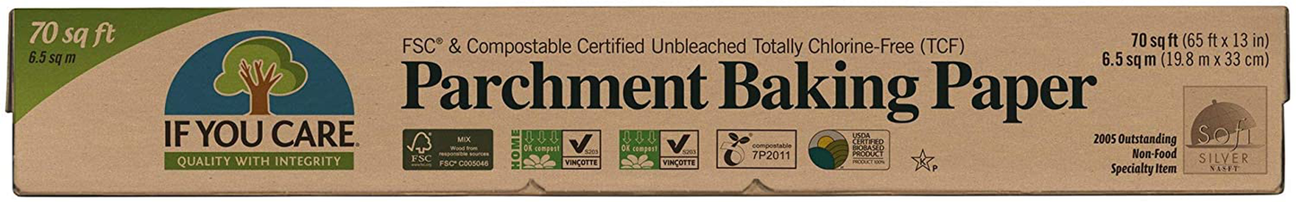 Parchment Baking Paper – 70 Sq Ft Roll - Unbleached, Chlorine Free, Greaseproof, Silicone Coated – Standard Size – Fits 13 Inch Pans