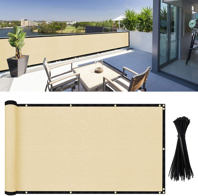 DearHouse Balcony Privacy Screen Cover, 3.5ft x16.5ft Fence Windscreen for Porch Deck, Outdoor, Backyard, Patio, Balcony to Cover Sun Shade, UV-Proof, Weather-Resistant, Includes 35 pc Cable Ties