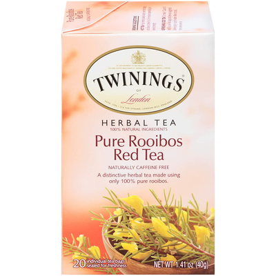 Twinings of London Pure Rooibos Herbal Red Tea Bags, 20 Count (Pack of 6)