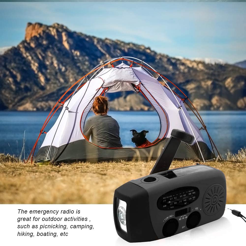 Upgrade Portable Solar Emergency Weather Radio Hand Crank AM/FM NOAA Survival Radios with LED Flashlight 1000mAh Power Bank for Smart Phone for Home Outdoor Camping Traveling Earthquake