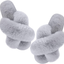 Women'S Cross Band Slippers Soft Plush Furry Cozy Open Toe House Shoes Indoor Outdoor Faux Rabbit Fur Warm Comfy Slip on Breathable