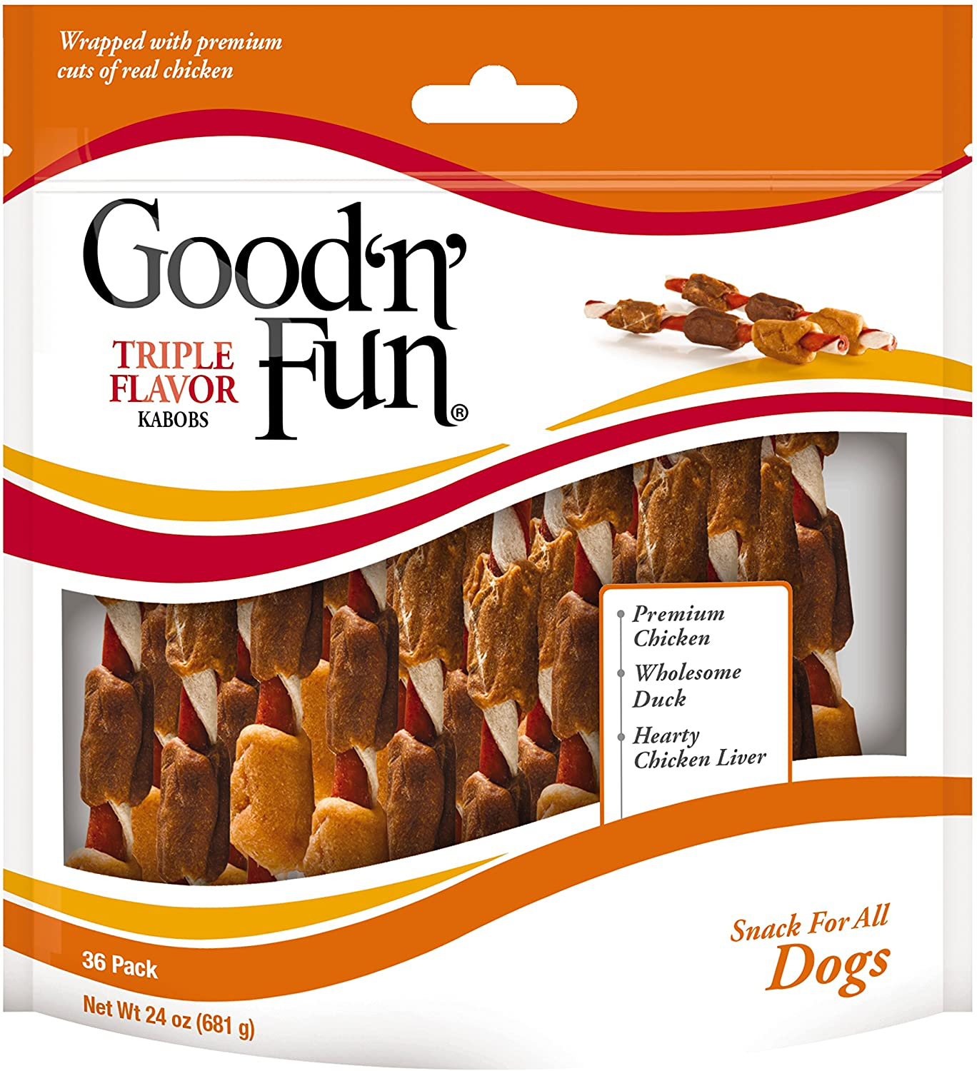 Good'N'Fun Triple Flavored Rawhide Kabobs for Dogs