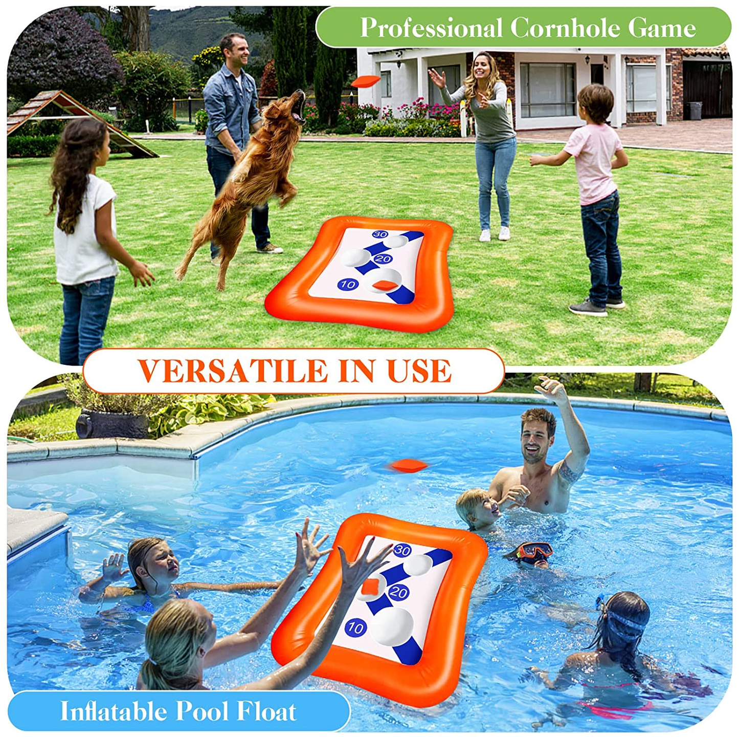 Pool Corn Hole Game - Inflatable Pool Games for Kids Adults Pool Toys for Adults and Family Swimming Pool Toys Bean Bag Float Toss Game for Kids (Corn Hole Pool Toy)