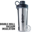 BlenderBottle Radian Shaker Cup Insulated Stainless Steel Water Bottle with Wire Whisk, 26-Ounce, Matte Rose Pink