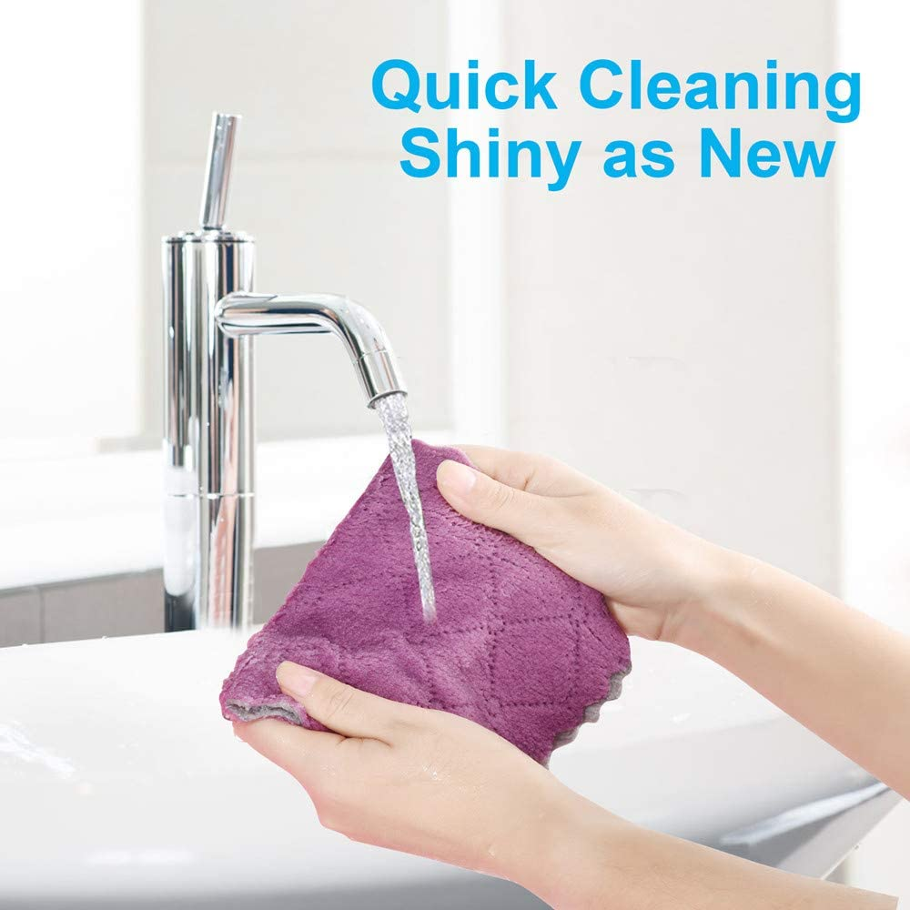 12PCS Ostwony Super Absorbent Cleaning Cloths, Kitchen Towels Dish Towels, Multipurpose Reusable Dish Cloths, Double-Sided Microfiber Cleaning Rags for Furniture, Car, Tea, Bowl, 10X 6 Inch，
