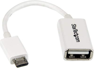 Startech.Com 5In White Micro USB to USB OTG Host Adapter M/F - Micro USB Male to USB a Female On-The-Go Host Cable Adapter - White (UUSBOTGW)