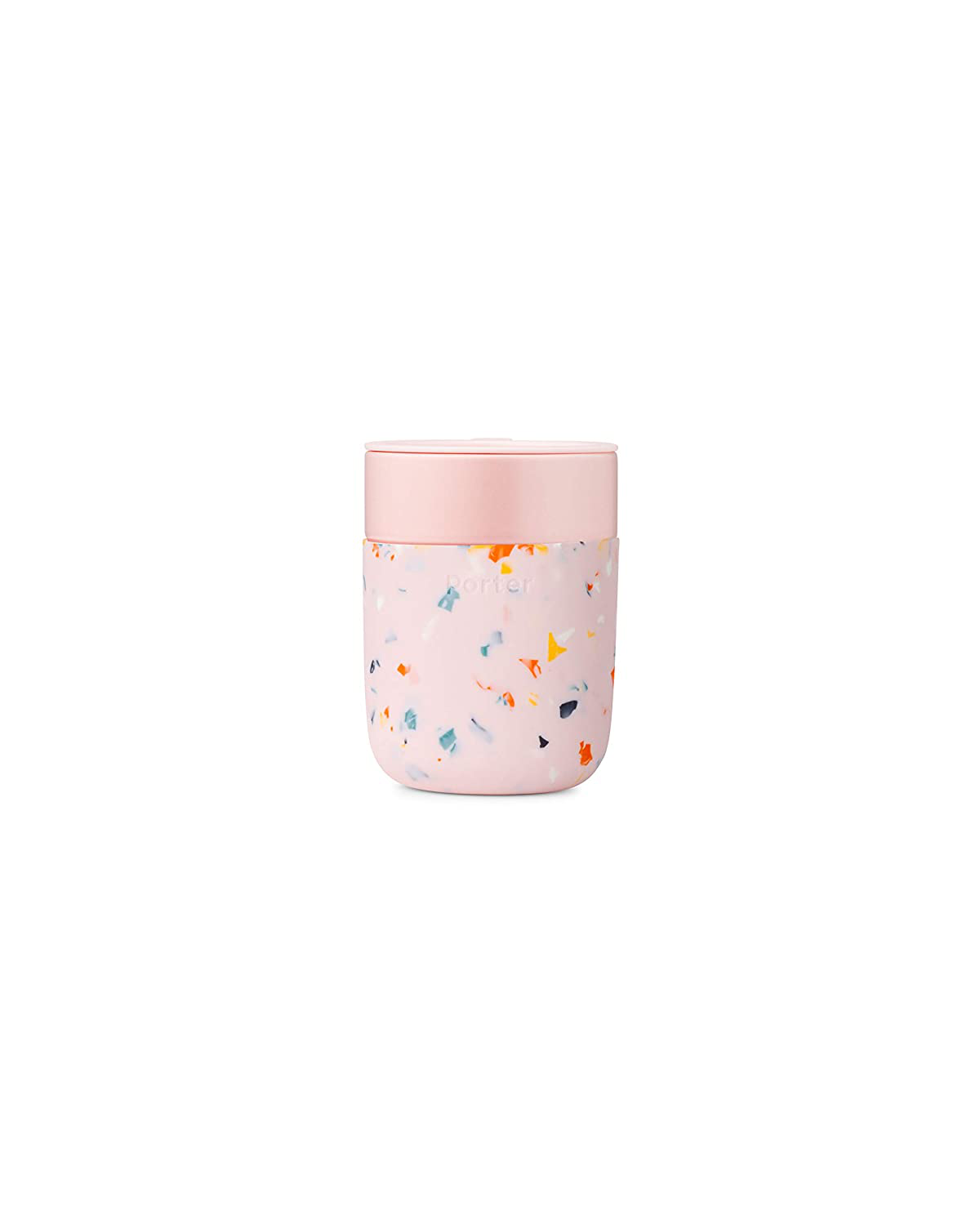 W&P Porter Ceramic Mug W/ Protective Silicone Sleeve, Blush 16 Ounces | On-The-Go | Reusable Cup for Coffee or Tea | Portable | Dishwasher Safe