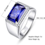 Men'S Halo Engagement Rings 7.0Ct Radiant Cut Created Blue Sapphire Solid 925 Sterling Silver Eternity Wedding Band Size 5-14