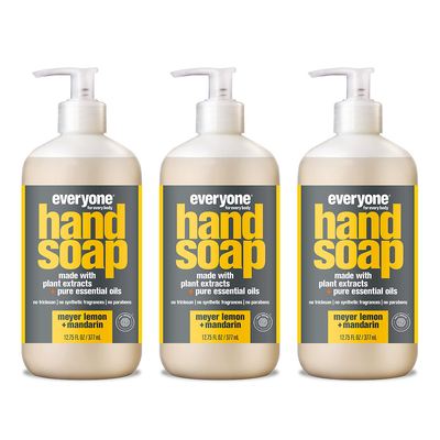 Everyone Liquid Hand Soap, 12.75 Ounce (Pack of 3), Meyer Lemon and Mandarin, Plant-Based Cleanser with Pure Essential Oils (Packaging May Vary)