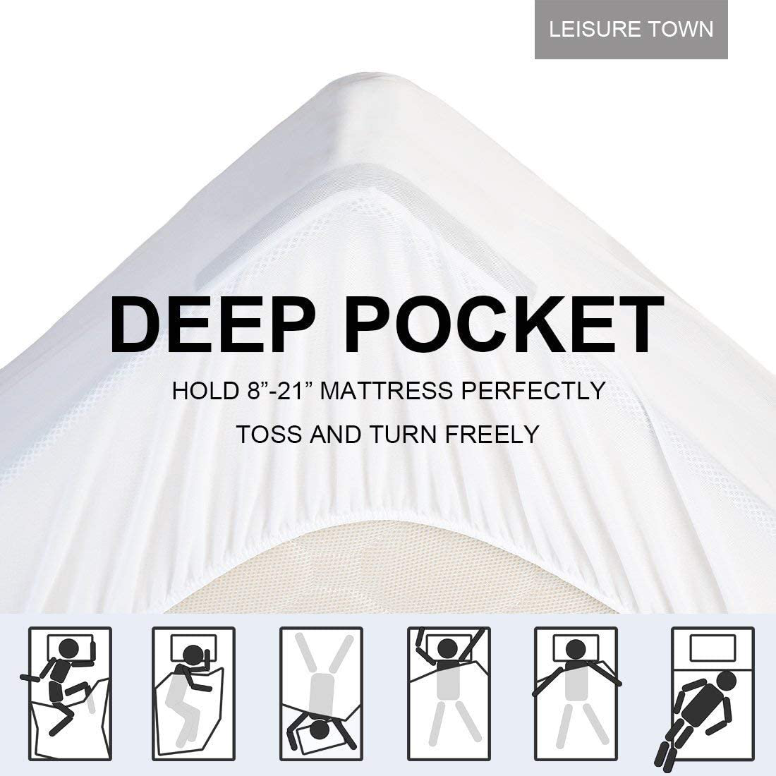 LEISURE TOWN California King Mattress Pad Cover Cooling Mattress Topper Cotton Top Pillow Top with Snow Down Alternative Fill (8-21 Inch Fitted Deep Pocket)