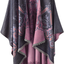 Bestshe Women's Stylish Open Front Poncho Cape Clock Block Oversize Knitted Shawl Wrap for Women