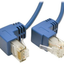 Tripp Lite Cat6 Gigabit Snagless Molded Slim UTP Patch Cable, 1 Ft. Right Angle, RJ45 M/M 1' (N201-SR1-BL)