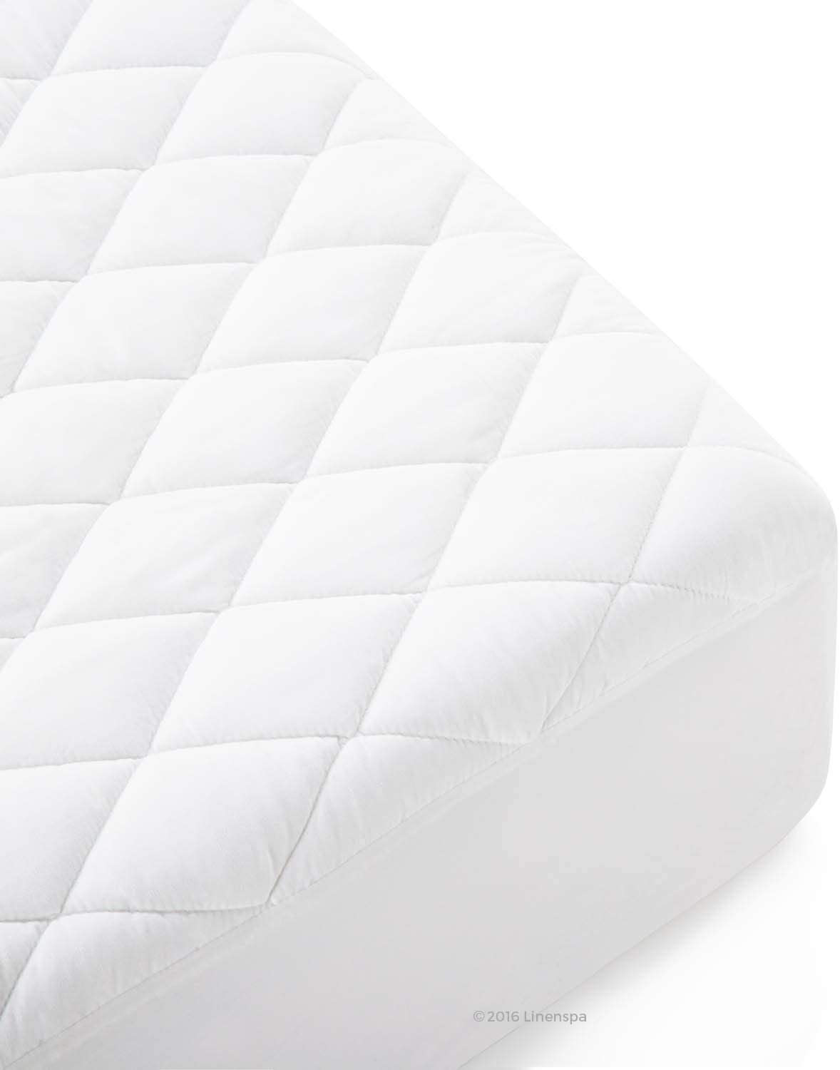 Linenspa Ultra Plush Pillow Top Rayon from Bamboo Cover with Down Alternative Fill-California King overfilled mattress pad, White"