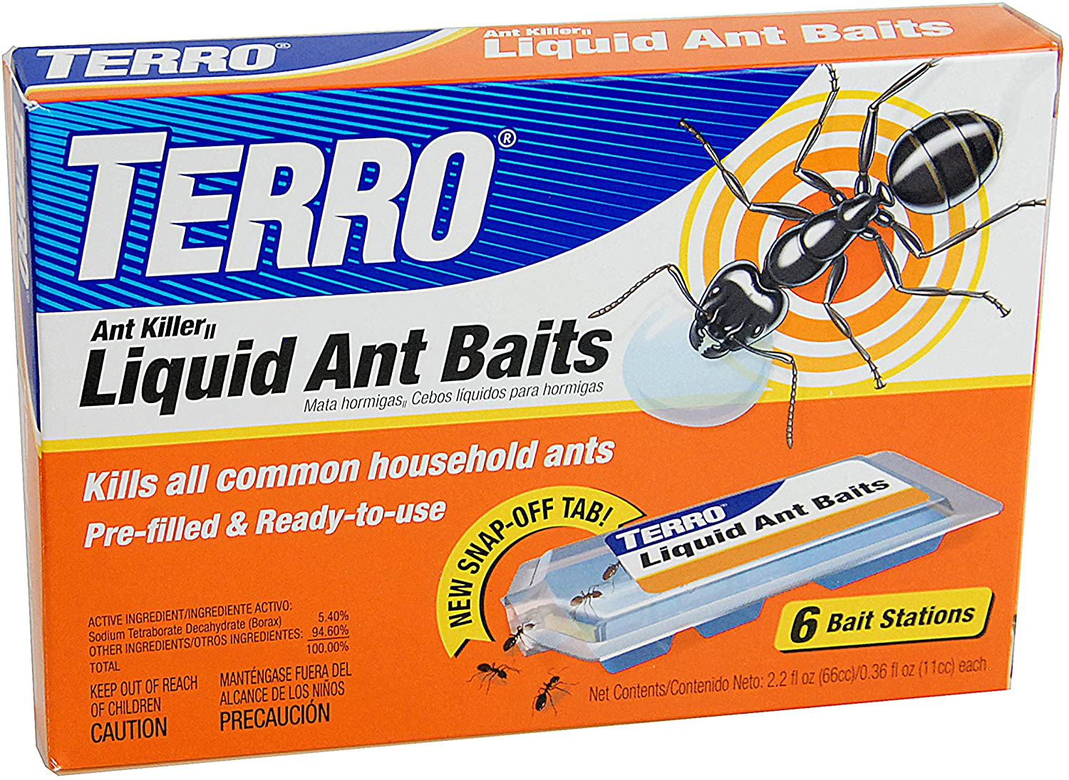 TERRO 102814 755505 T300 Liquid Ant Baits-1 Pack, 6 Stations