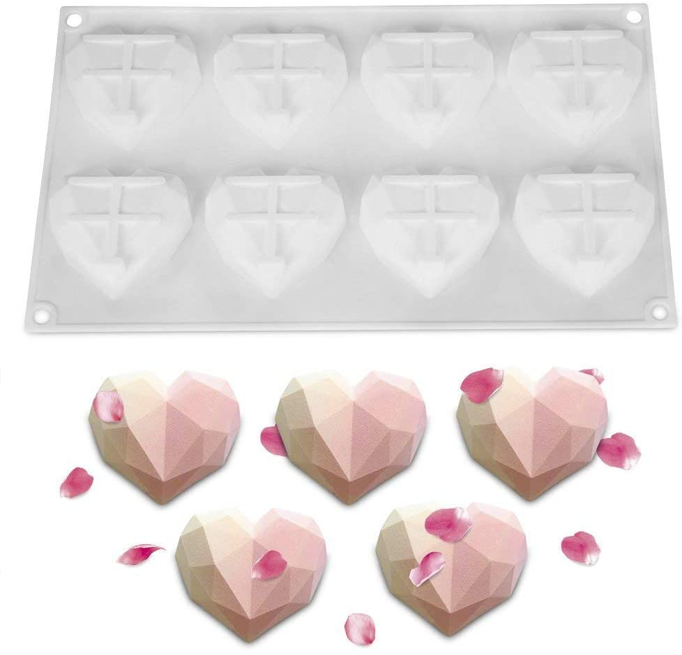 Damast 8 Cup Diamond Chocolate Silicone Dessert Mould Mousses Cheesecake Ice Cream Chiffon Cakes Pan Baking Cupcake Mold