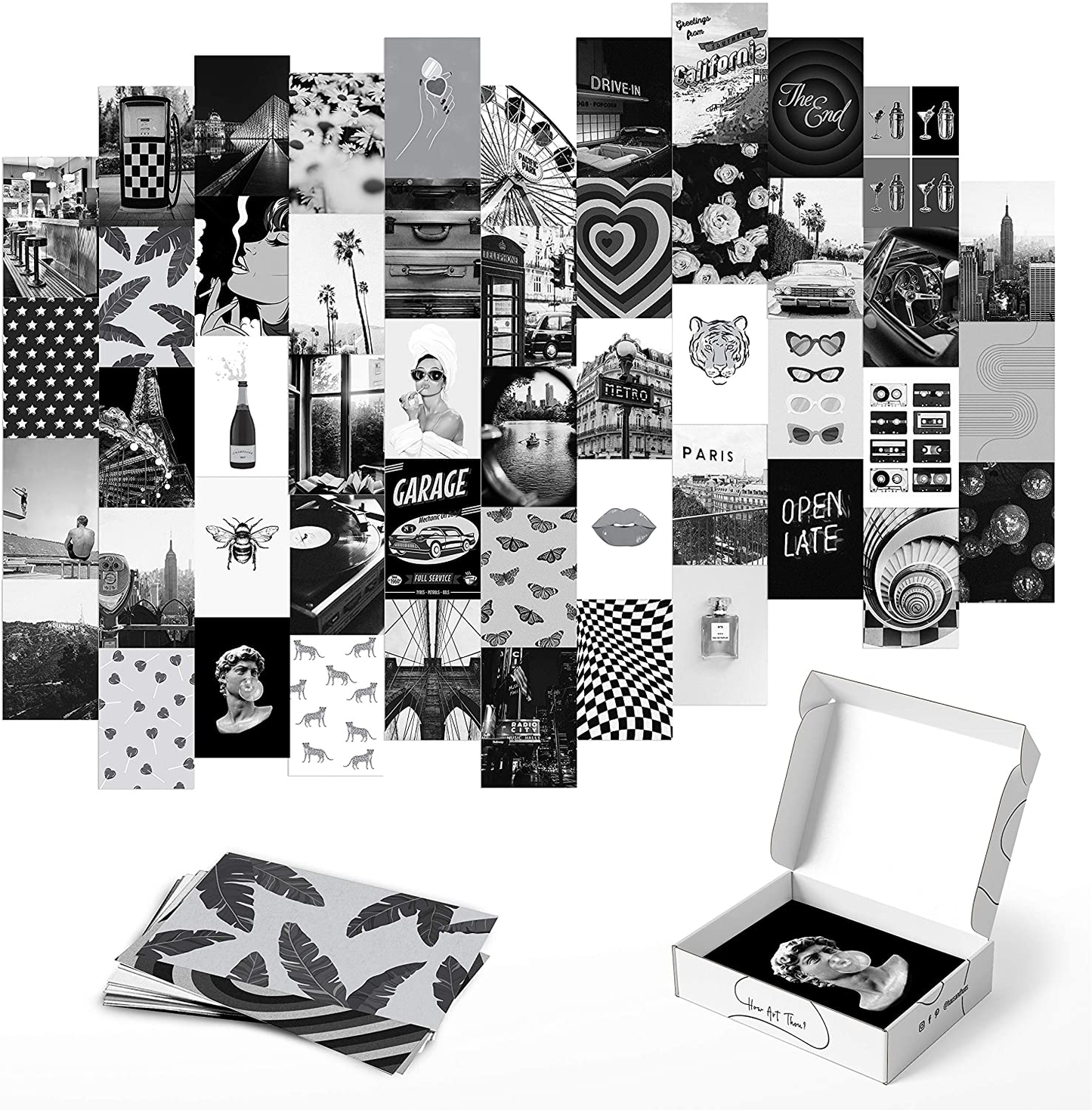 Haus and Hues Black and White Wall Decor Photo Collage Kit - Aesthetic Wall Collage Kits | Photo Collage Kit For Wall Aesthetic Teen Room Decor | Aesthetic Pictures | 4" x 6" (B/W Set of 50)