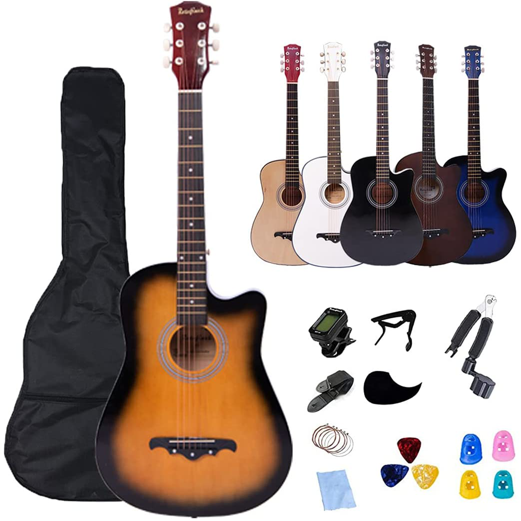 Rosefinch 38 Inch Acoustic Guitar for Beginner Kid Adult Teen Guitarra Acustica with Gig Bag, Tuner, Picks, Steel Strings, Capo, Cloth, Strap,Winder