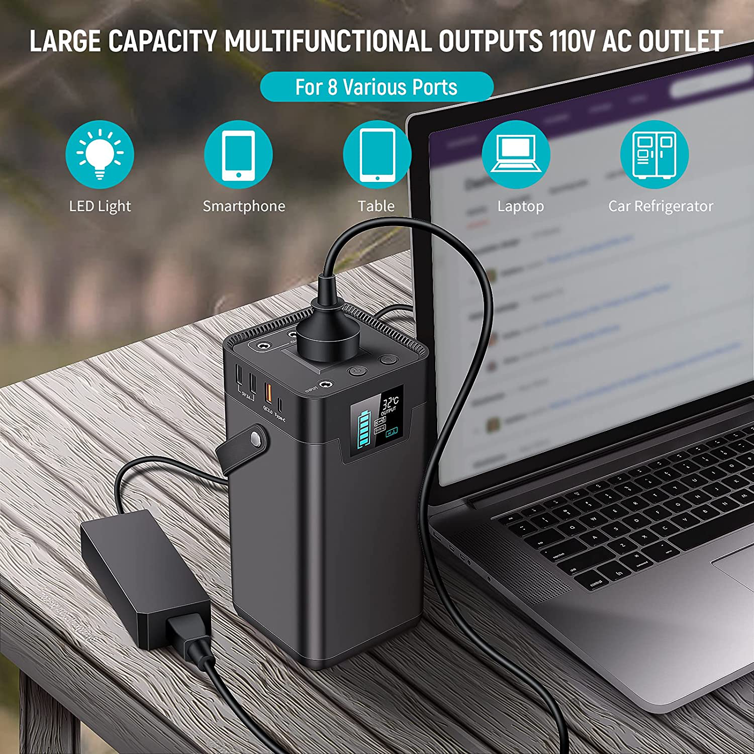 Portable Power Station 250W KOYOT Solar Generator 54600mAh (Solar Panel Not Included）Portable Battery With 110V AC Outlet/3 DC Ports/4 USB Ports For CPAP Outdoor Advanture Load Trip Camping Emergency