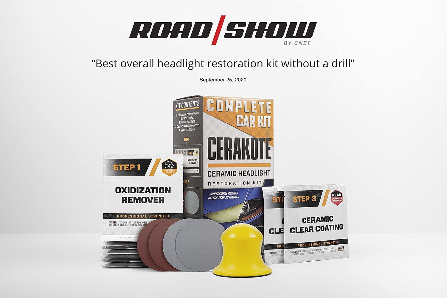 CERAKOTE Ceramic Headlight Restoration Kit – Guaranteed To Last As Long As You Own Your Vehicle – Brings Headlights back to Like New Condition - 3 Easy Steps - No Power Tools Required