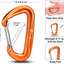 Favofit Carabiner Clips, 4 Pack, 12KN (2697 Lbs) Heavy Duty Caribeaners for Camping, Hiking, Outdoor and Gym Etc, Small Carabiners for Dog Leash and Harness, Black and Orange