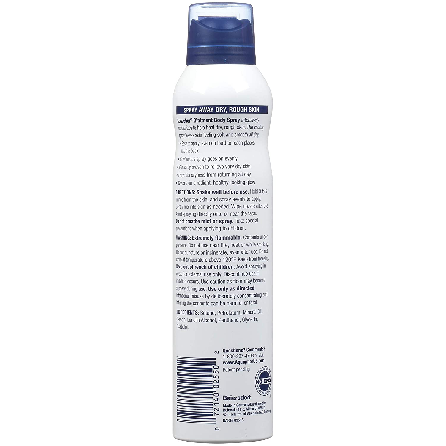 Aquaphor Ointment Body Spray - Moisturizes and Heals Dry, Rough Skin - 6.2 Spray Can