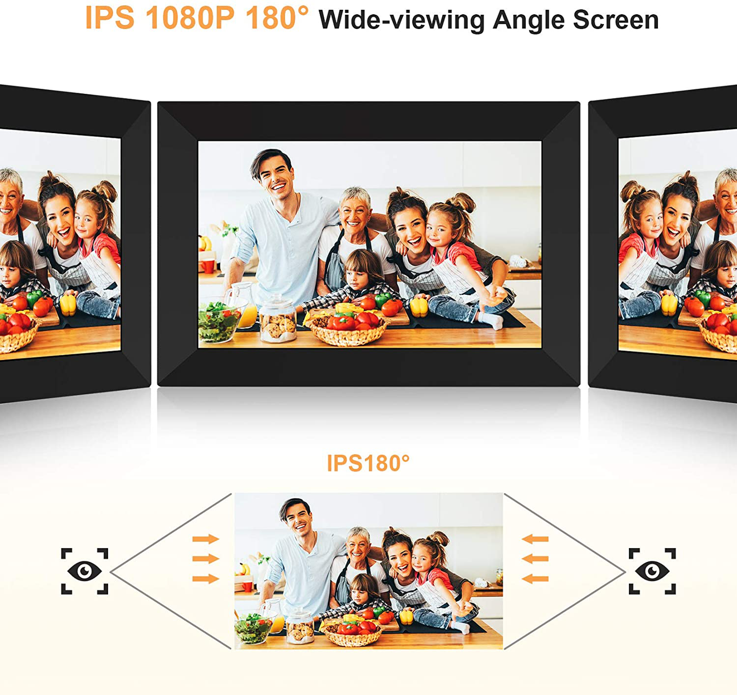 10.1 Inch Wifi Digital Photo Frame, IPS Touch Screen Digital Picture Frame, Supports 1080P, Auto-Rotate, Micro USB/SD Slot, Share Photos and Videos via Ios & Android Ourphoto APP, Email, Cloud