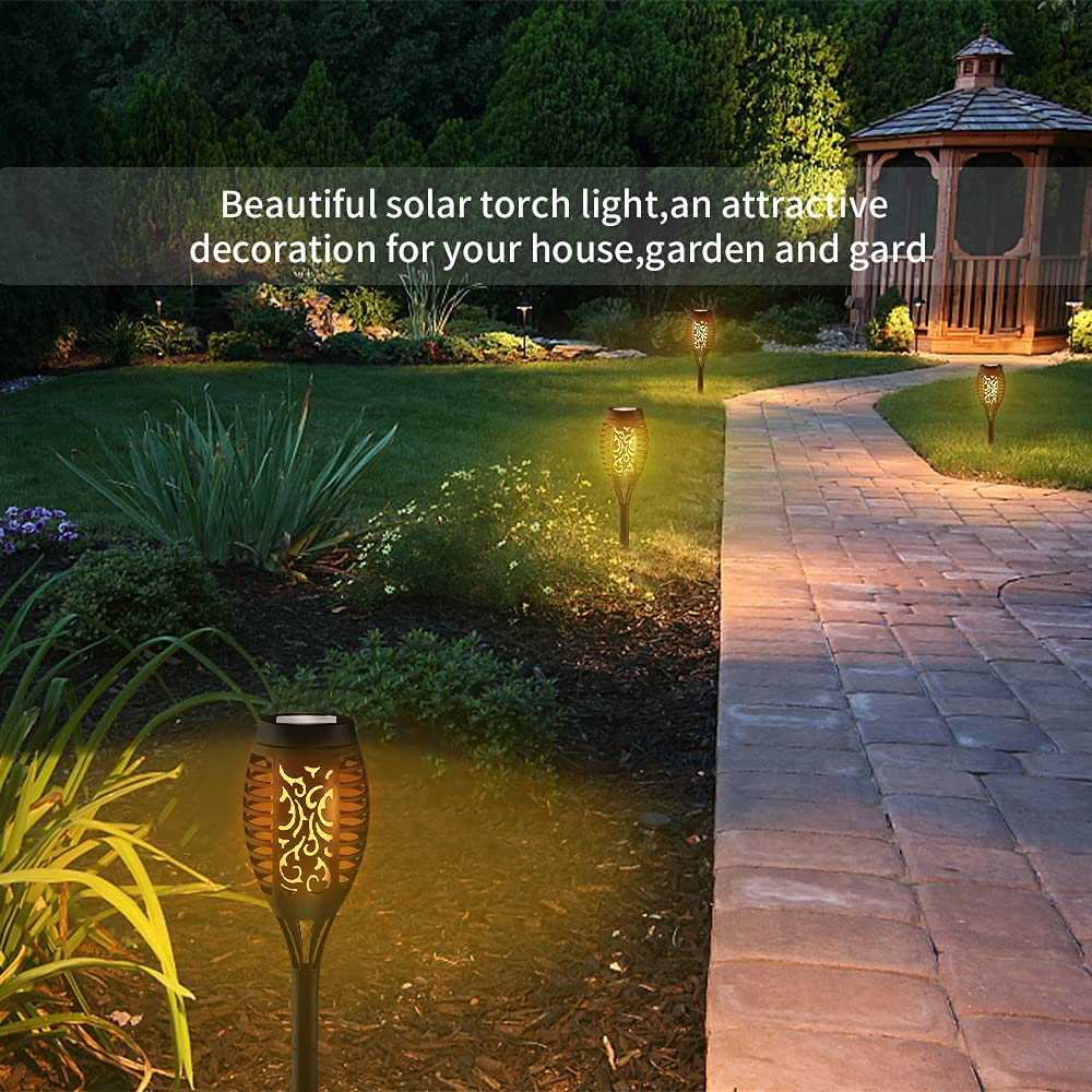 Solar Lights Outdoor Upgraded, 12Led-6 Pack Torch Light with Flickering Flame, Dusk to Dawn Auto On/Off Security Spotlights Landscape Waterproof Decoration Lighting for Garden Patio Driveway Pathway