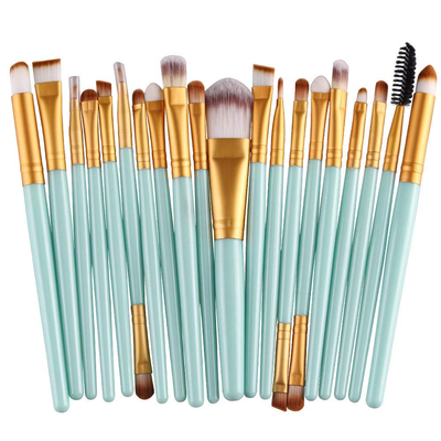 20 Pcs Makeup Brush Set Tools Make-Up Toiletry Kit Wool Make up Brush Set (Silver)