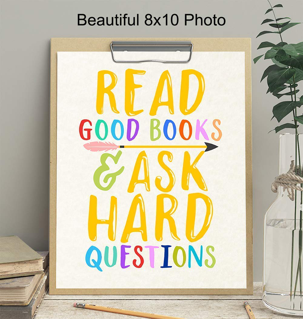 Kids Reading and Learning Wall Art Posters Print Set, Unique Motivational Decor for Kids Bedroom, Toddler and Child Room, Home School Classroom, Library - Gift for Teachers, Moms, Dads, 8x10 Photos