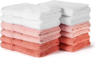 Bathroom Wash Clothes - Premium Face Cloths Washcloths 12 Pack, Ultra Soft Cotton, Multicolor Luxury Bath Towels Extra Large Fluffy Sets for Sensitive Skin. Assorted Colors.