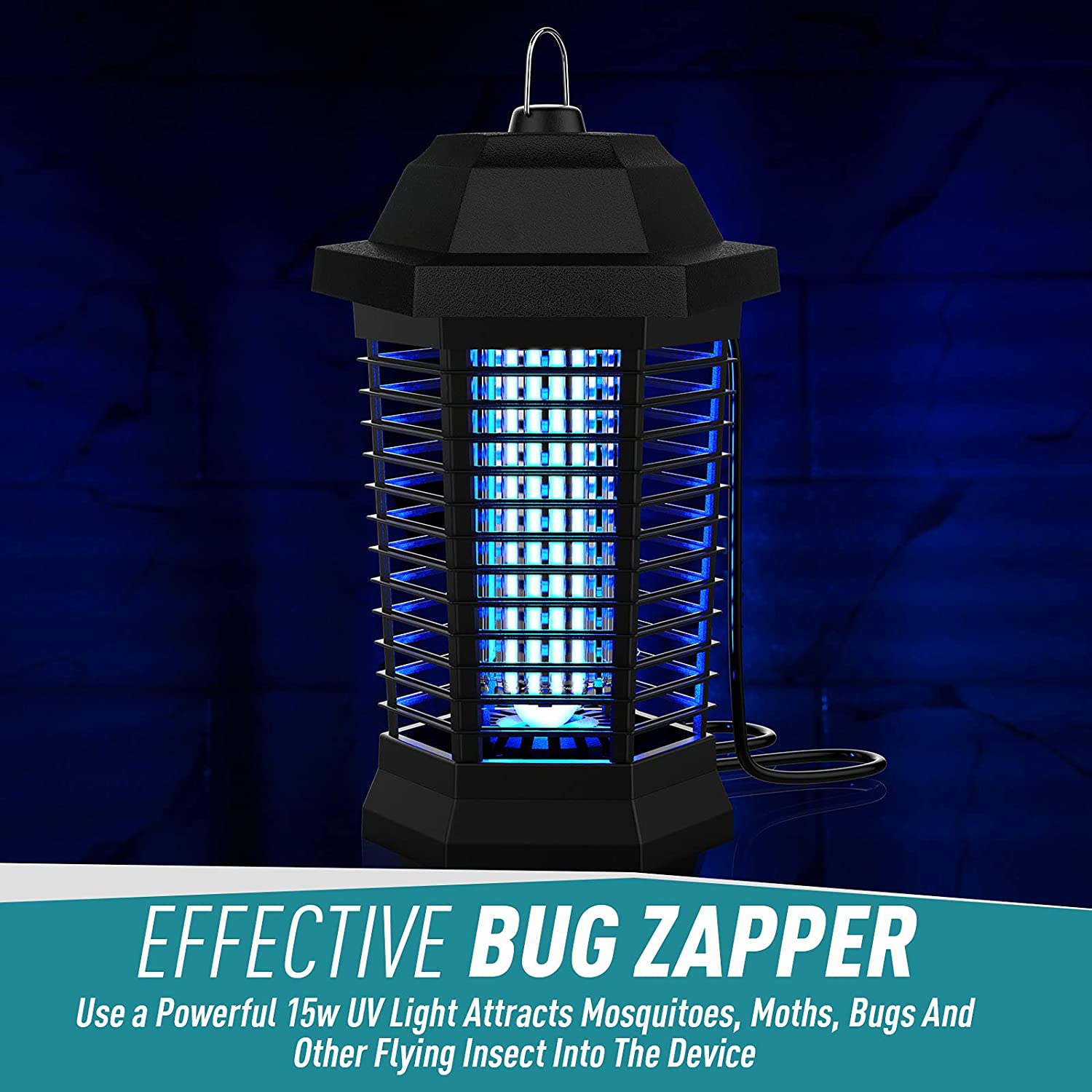 Bug Zapper Outdoor, Electric Mosquito Zapper Indoor, Electronic Mosquito Killer, Insect Trap for Home Backyard Garden