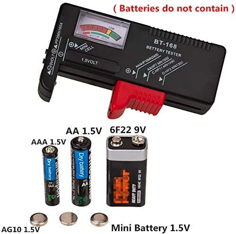 2 Pack Battery Tester, Universal Battery Checker for AA/AAA/C/D / 9V / 1.5V Button Cell Batteries 