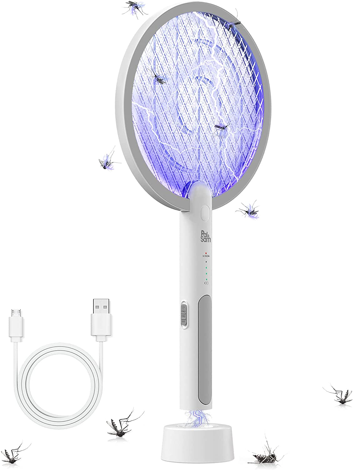 PAL&SAM Bug Zapper, Mosquito Killer USB / Wireless Rechargeable, Electric Fly Swatter Lamp & Racket 2 in 1 for Home, Bedroom, Kitchen, Patio