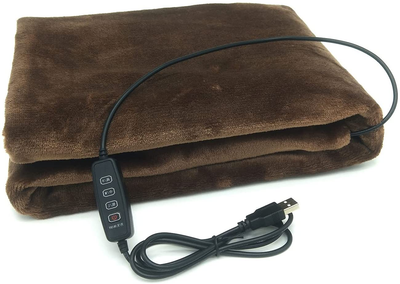 Sole-Go USB Electric Heating Shawl Electric Flannel Blankets Heated Throws 5V/2A - 3 Heating Settings for Car Office Home 34" X 23" (Coffee)