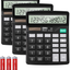 Calculator, Deli Standard Function Desktop Calculators with 12 Digit Large LCD Display, Solar Battery Dual Power Office Calculator, Black