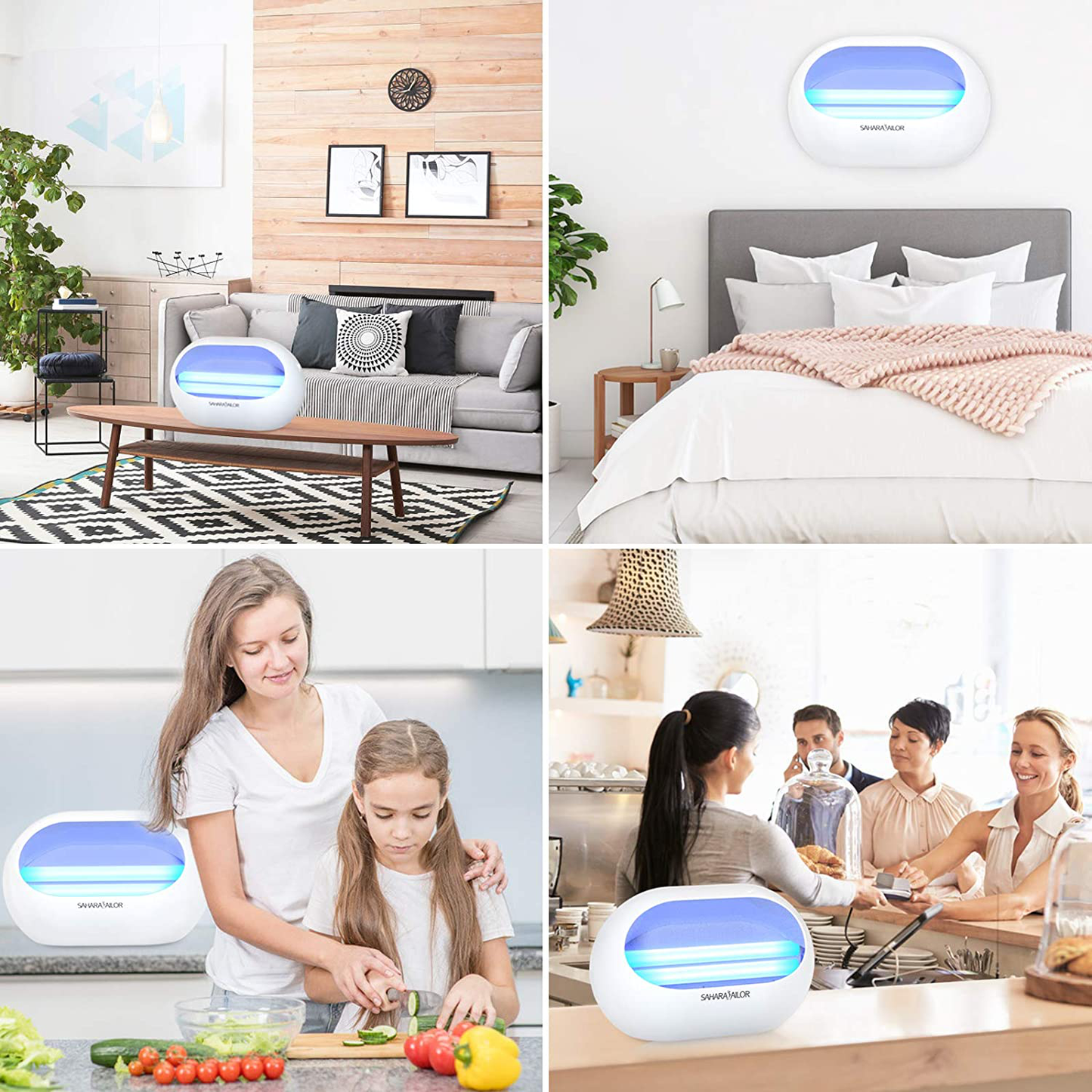 Sahara Sailor Fly Trap, No-Noise Indoor Mosquito Fly Insect Trap with LED Light, Wall Hanging Mosquito Trap for Babyroom, Bedroom, Office, 1500ft Coverage (Included 5 Sticky Glue Boards)