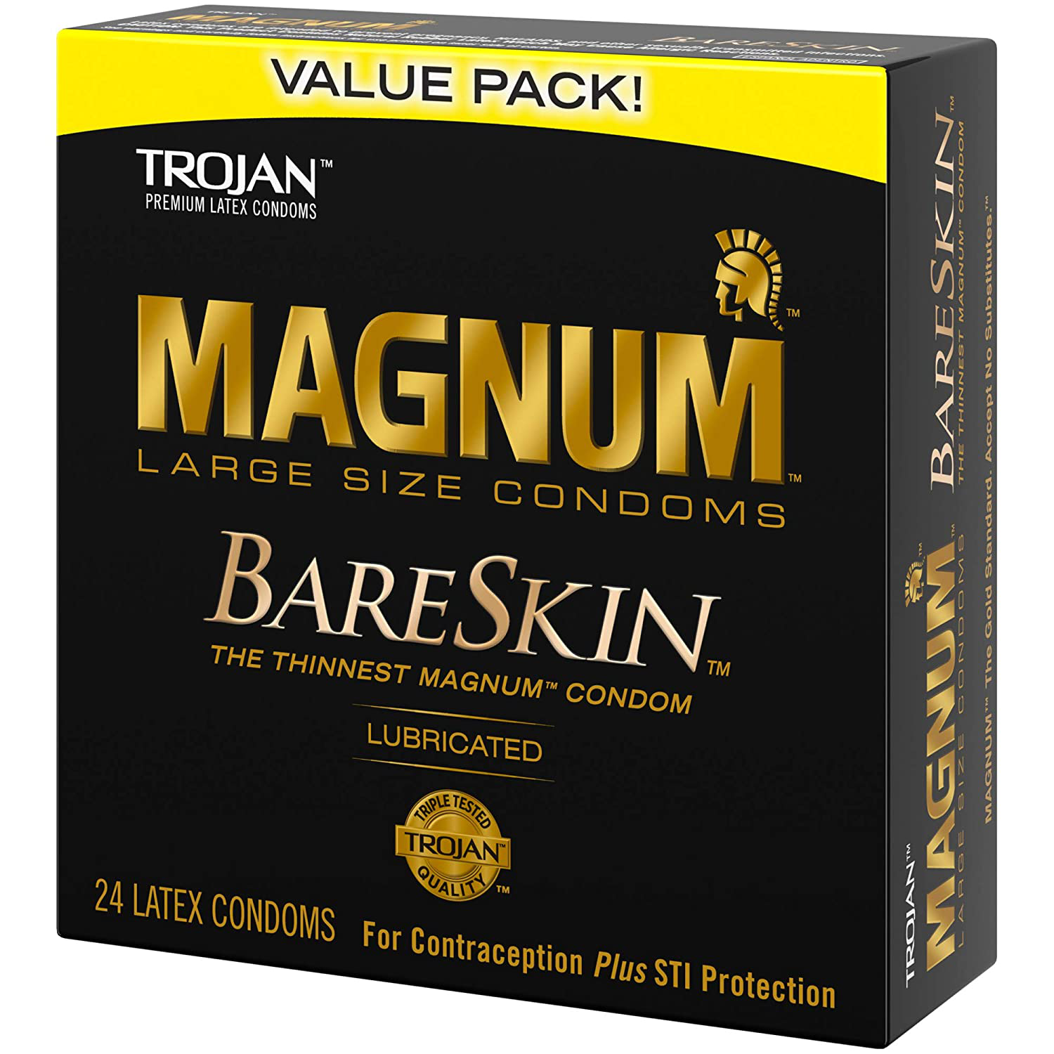 TROJAN MAGNUM BARESKIN Large Size Condoms, 24 Count