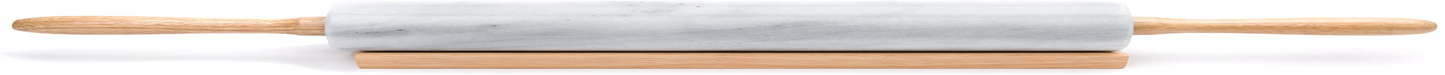 Fox Run Polished Marble Rolling Pin with Wooden Cradle, 10-Inch Barrel, White