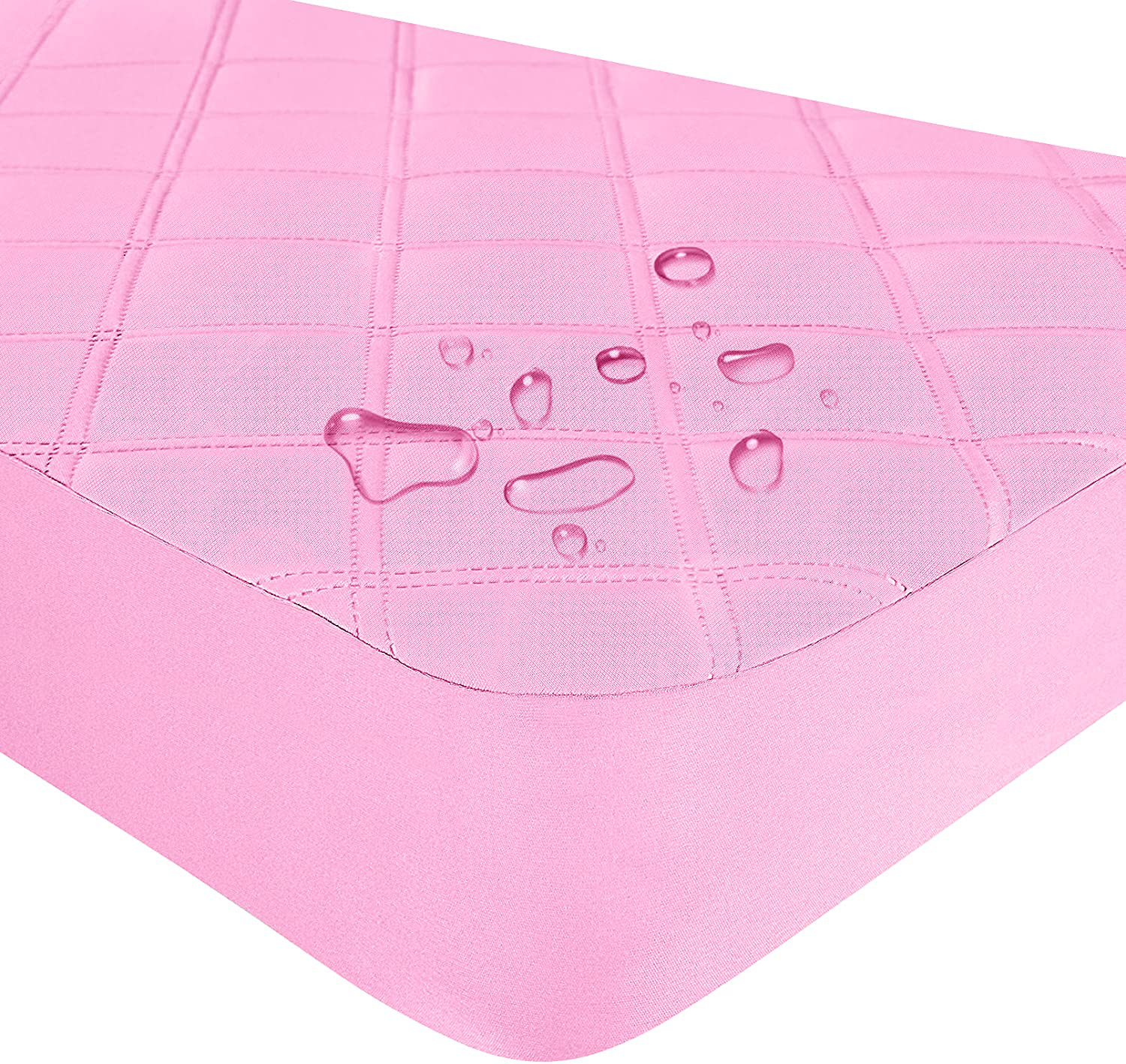 Waterproof Fitted Crib Mattress Pad and Toddler Crib Mattress Protective Baby Crib Mattress Cover Sheets Protector Bedding Sets Breathable & Hypoallergenic for Boys and Girls (Pink, Crib 28''x52'')