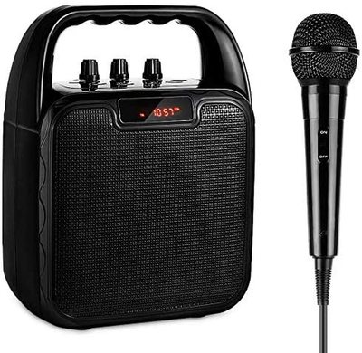 ARCHEER Portable Speaker System, Karaoke Machine Bluetooth Speaker with Microphone, Voice Amplifier Handheld Mic Perfect for Kids & Adults Party, Other Outdoors and Indoors Activities, Black