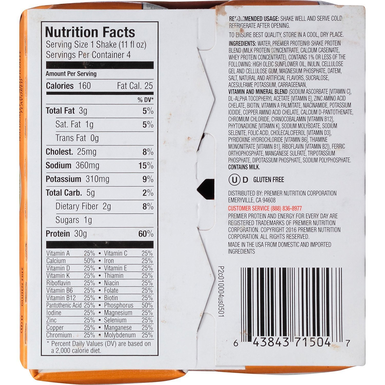 Premier Protein 30G Protein Shakes, Caramel, 11 Fluid Ounces, 4 Count