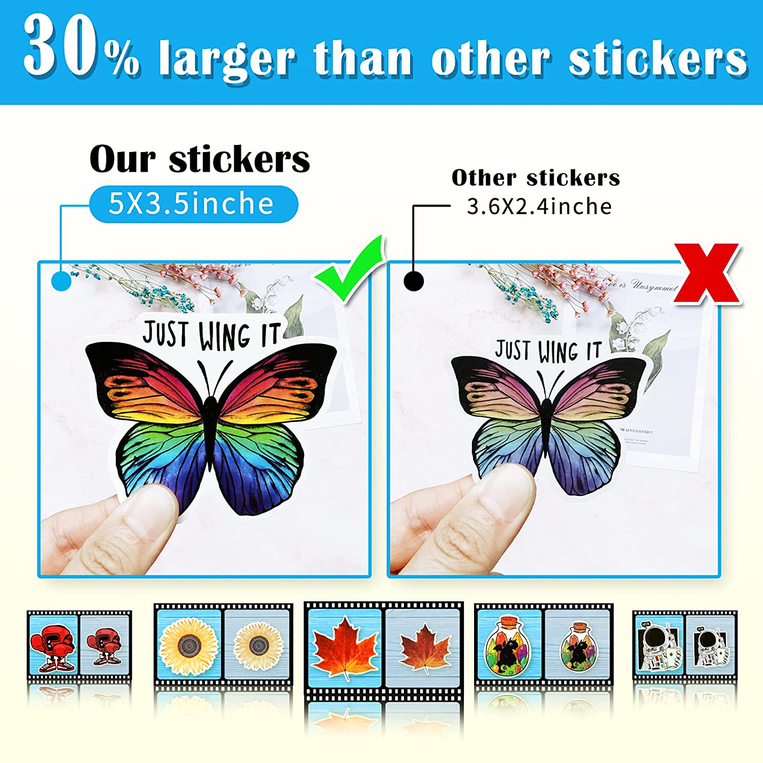300 PCS Stickers Pack (50-850Pcs/Pack), Colorful VSCO Waterproof Stickers, Cute Aesthetic Stickers
