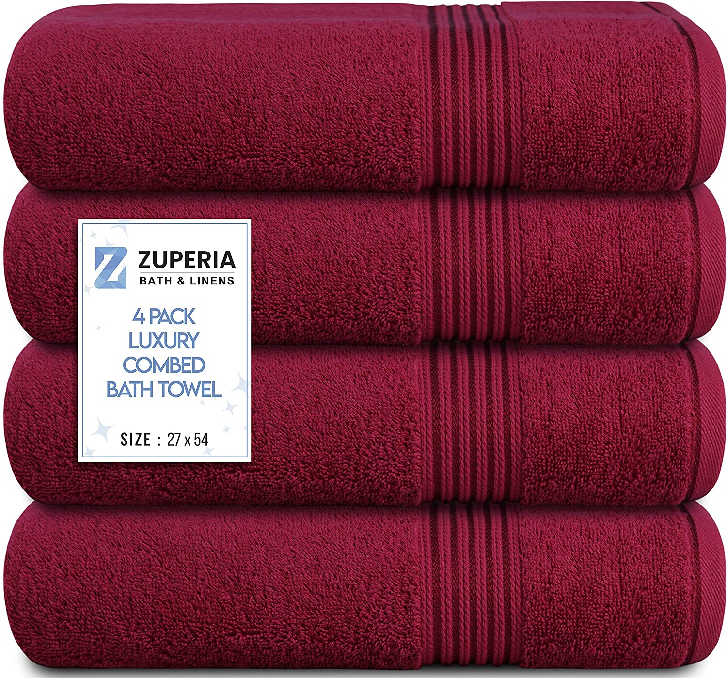 Bath Towels 27" X 54" Set of 4 Ultra Soft 600 GSM 100% Combed Cotton Large Towels for Bathroom, Highly Absorbent Daily Usage Bath Towel Set Ideal for Pool, Home, Gym, Spa, Hotel (Blue)