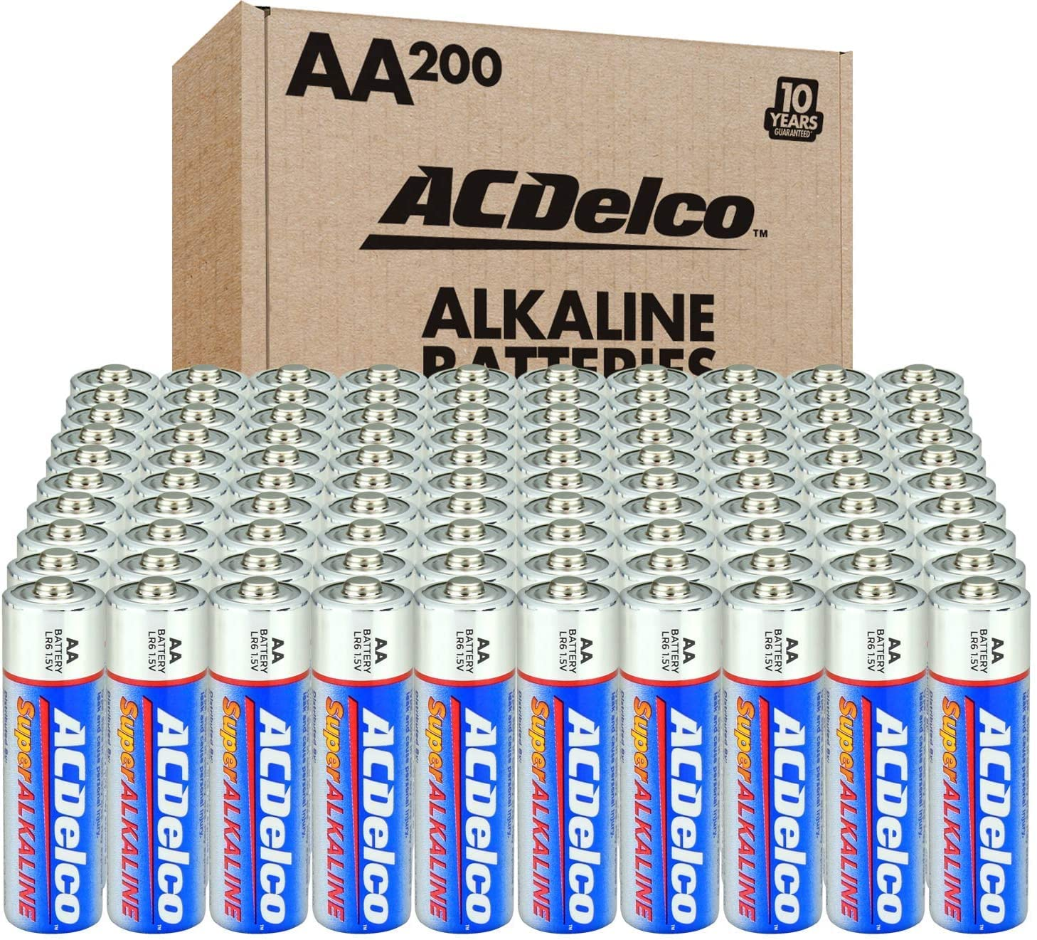 Acdelco  AA Batteries, Maximum Power Super Alkaline Battery, 10-Year Shelf Life, Recloseable Packaging, Blue