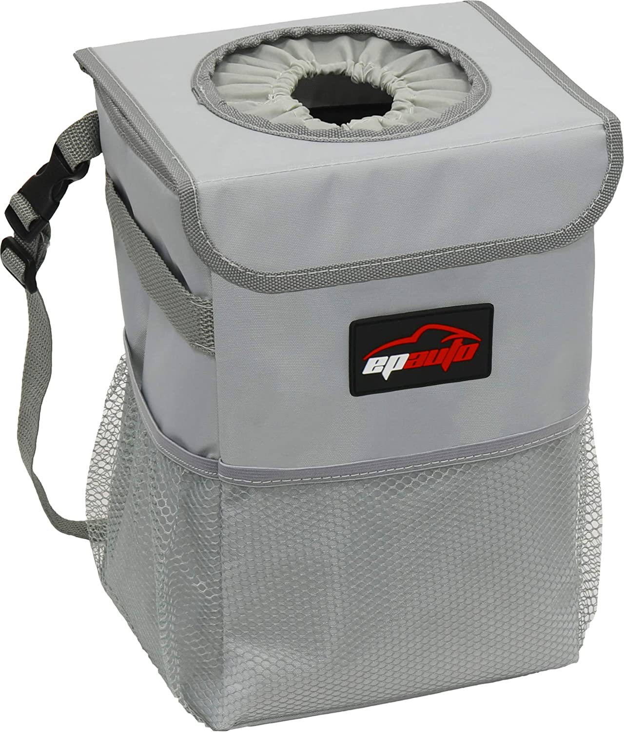 EPAuto Waterproof Car Trash Can with Lid and Pockets Includes Trash Bags