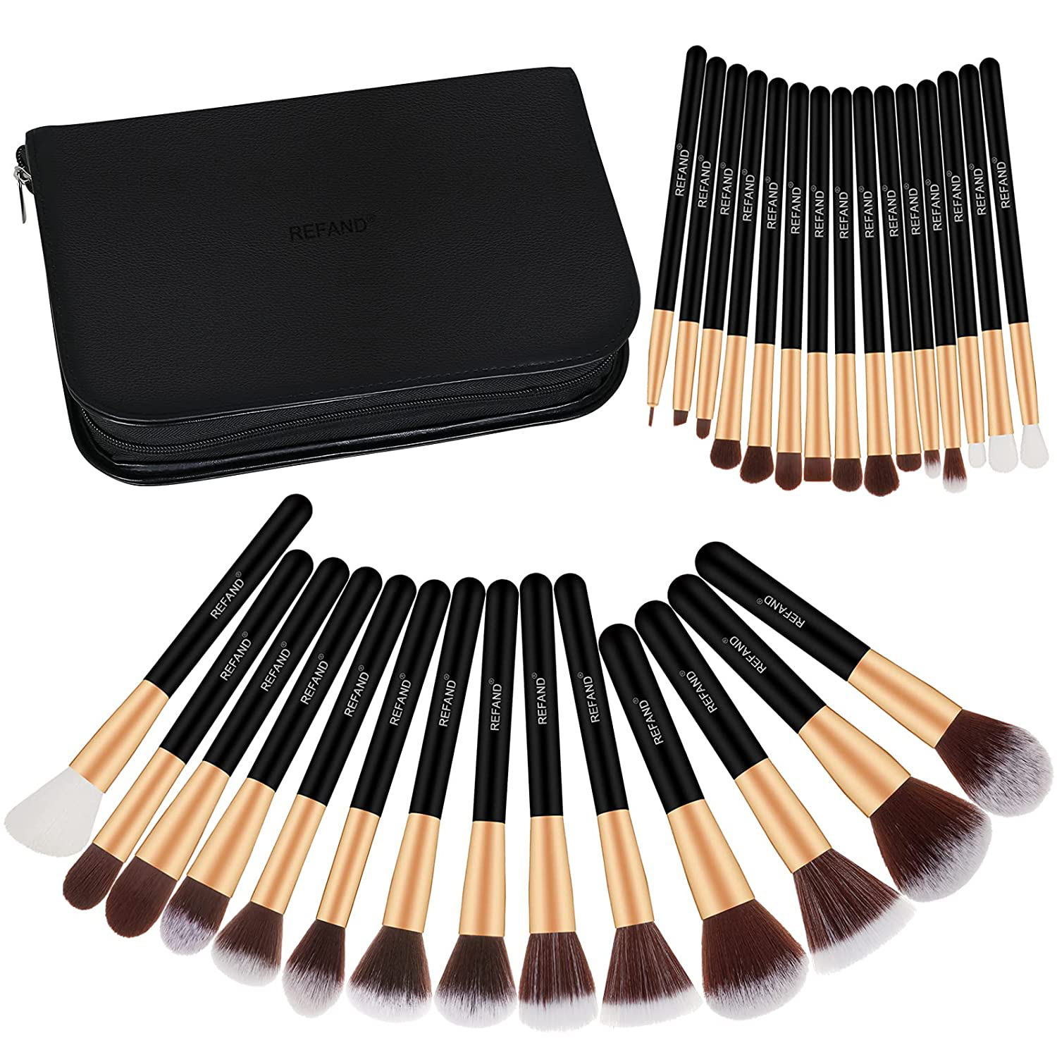 Refand Makeup Brushes 29 Piece Professional Makeup Brush Set Premium Kabuki Foundation Blending Brush Face Powder Blush Concealers Eye Shadows Make up Brushes Kit with PU Leather Case