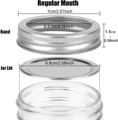 GUANGUAN 5 Sets 70mm Regular Mouth Canning Mason Jar Lids and Bands, Leak Proof and Secure Split-Type Storage Can Covers Caps and Rings Caps for Mason Ball Jars