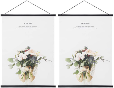 Miaowater 2 Pack Poster Frame,10x14 10x20 10x13 Magnetic Light Wood Wooden Frames Hanger for Photo Picture Art Canvas Print Artwork Wall Hanging Teak Wood 10''