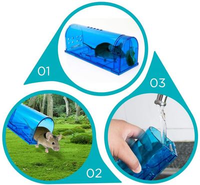 Humane Mouse Trap | 2 Pack Catch and Release Mouse Traps That Work | Mice Trap No Kill for Mice/Rodent Pet Safe (Dog/Cat) Best Indoor/Outdoor Mousetrap Catcher Non Killer Small Mole Capture Cage