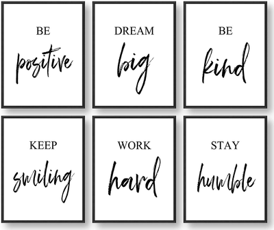 Inspirational Wall Art, Motivational Wall Art, Office Wall Decor, Wall Art for Living room and Bedroom, Office Decor (Set of 6, 8X10in, Unframed)